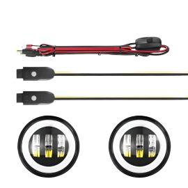 XK Glow 4In JL Black RGB LED Jeep Wrangler Fog Light XKchrome Bluetooth App Controlled Kit