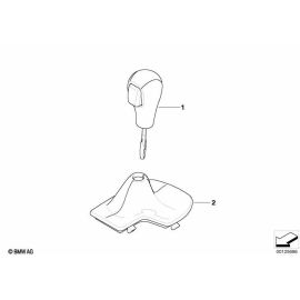 Настоящая ручка селектора переключения передач из кожи с пластиковым кольцом и титановым хромом для BMW 6 Series E63, артикул 25 16 7 585 789, оригинал от BMW.