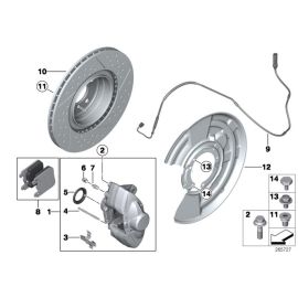 Настоящий комплект тормозных дисков задних ventilated 345mm для BMW 3 Series F30 2012, оригинал, артикул 34 20 6 797 600.