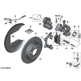 Оригинальный болт тормоза с шайбой для заднего колеса BMW M12 x 1.5 x 33, модель 1 Series (F40, 2020).