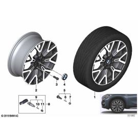 Гenuine 19-дюймовый легкосплавный диск BMW Orbit Grey 8Jx19 ET:47, оригинал, для моделей X1, 2016 года, 2 года гарантii.