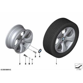 Genuine 16 Right Driver Side OS Wheel Rim Alloy 7Jx16 ET:31 36 11 6 795 806
