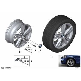 Бесплатное оригинальное 17-дюймовое легкосплавное колесо BMW, серебро, 7.5J, ET 54, для 1 серии, F52, 2017 года, артикул 36 11 6 855 086
