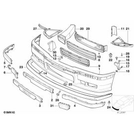 БМВ оригинальная резиновая накладка передней панели слева M Technic 51 11 2 265 637 для E36 Compact 1995 года