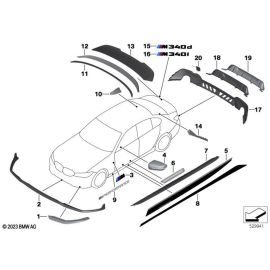 Echte M Performance Heckflossen links schwarz glänzend