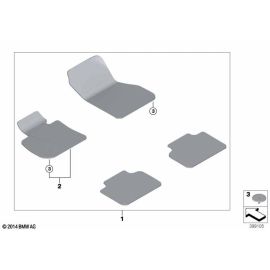 Коврик для пола оригинальный правый для водителя BMW 2 F45 Active Tourer антрацит 51 47 7 390 346