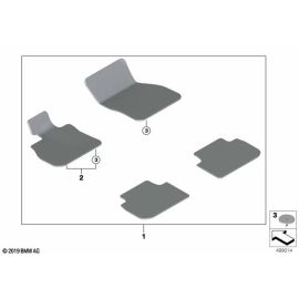 Коврик BMW 1 Series правый передний серый оригинальный 51479475225