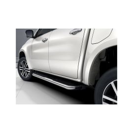 Боковая полоска X-Class серебристая A4708501100, Mercedes-Benz, автотюнинг, максимальная нагрузка 150 кг, нержавеющая сталь, диаметр 76 мм.