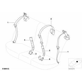 Genuine Rear Upper Seat Belt Without Child Protection Black 72 11 8 198 478