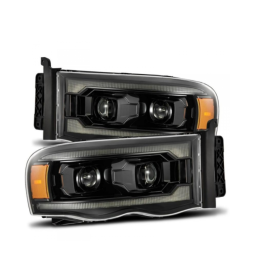 AlphaRex 02-05 Dodge Ram 1500 LUXX LED Proj Headlights Alpha Black w/Activ Light/Seq Signal