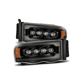 AlphaRex 02-05 Dodge Ram 1500 NOVA LED Proj Headlights Alpha Black w/Activ Light/Seq Signal