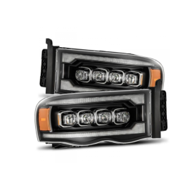 AlphaRex 02-05 Dodge Ram 1500 NOVA LED Proj Headlights Plank Style Blk w/Activ Light/Seq Signal
