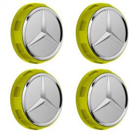 4 Mercedes-AMG Radnabenabdeckungen signalgelb