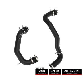 aFe BladeRunner 3 Комплект труб интеркулера для Ford Powerstroke 6.4L 2008-2010, замена стальных труб, прирост до +13 л.с., +31 Нм, алюминиевые трубы, черное порошковое покрытие.