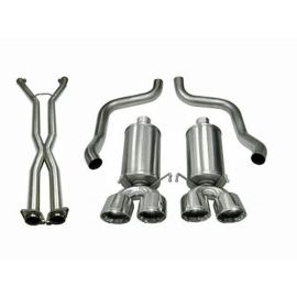 Corsa Performance Катбэк выхлопная система Dual Rear Exit с двойными 3.5 дюймовыми насадками - Xtreme уровень звука для Chevrolet Corvette C6 6.2L V8, легкая установка, агрессивный звук, сталь, гарантия.