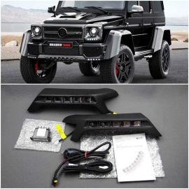 4×4 Squared Brabus Front Bumper Fiberglass Lip Spoiler with LEDs