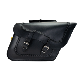 Willie & Max Universal Braided Large Slant Saddlebags (16 in L x 11 in H x 6.5 in W) - Black