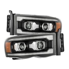 AlphaRex 02-05 Dodge Ram 1500 LUXX LED Proj Headlights Plank Style Black w/Activ Light/Seq Signal