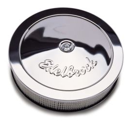 Edelbrock Air Cleaner Pro-Flo Series Round Steel Top Paper Element 14In Dia X 3 313In Chrome