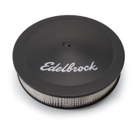 Edelbrock Air Cleaner Pro-Flo Series Round Steel Top Paper Element 14In Dia X 3 75In Dropped Base