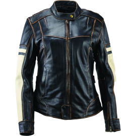 River Road Dame Vintage Leather Jacket Black Womens - 2XL