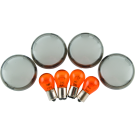 Bikers Choice 00-10 FXST FXD Smoked Turn Signal Lens & Amber Bulb Kit Replaces H-D 69304-02