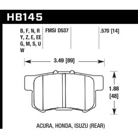 Hawk 02-06 Acura RSX / 02-11 Honda Civic Si / 00-09 S2000 DTC-60 Race Rear Brake Pads