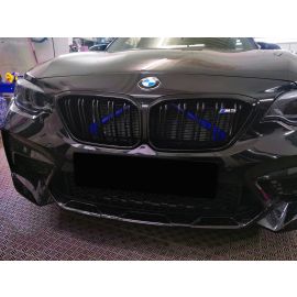 Exon Front Grille V-Brace Trim Cover Blue for BMW M2 inc. Competition F87 & M3 F80 / M4 F82