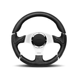 Momo Millenium Steering Wheel 350 mm - Black Leather/Black Stitch/Brshd Spokes