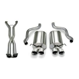 Corsa Performance Cat-Back выхлопная система для Corvette C6 6.0L и 6.2L, двойной выход, 3.5 дюймов, спортивный звук, установка без сварки, нержавеющая сталь, объем +12 л.с., момент +13, увеличенный воздушный поток +35%, гарантия на всю жизнь.