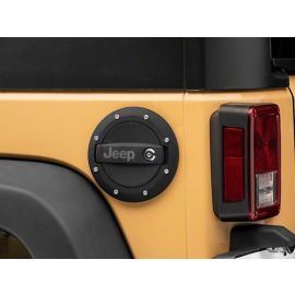 Officially Licensed Jeep 07-18 Jeep Wrangler JK Locking Fuel Door w/ Engraved Jeep Logo