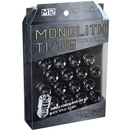 Project Kics 12 x 1.25 Glorious Black T1/06 Monolith Lug Nuts - 20 Pcs