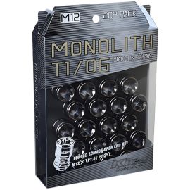 Project Kics 12 x 1.5 Glorious Black T1/06 Monolith Lug Nuts - 20 Pcs