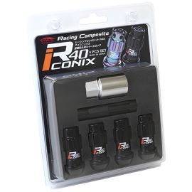 Project Kics 12X1.25 R40 Iconix Black Lug Nut Lock Set - 4