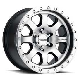 Raceline 929M Avenger 17x9in / 5x127 BP / -12mm Offset / 83.82mm Bore - Black & Machined Wheel