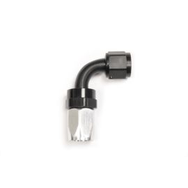 Russell Full Flow Hose End Black/Silver 90°