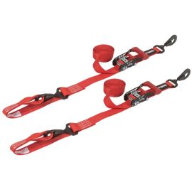 SpeedStrap 1 1/2In x 10Ft Ratchet Tie-Down w/ Soft-Tie (2 Pack) - Red