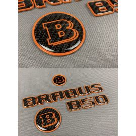 Brabus B50 badge set carbon fiber + metal logos for Mercedes C and S-Class buy in USA