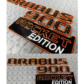 Carbon Brabus 900 Rocket Edition logo with orange trim for Mercedes G Class trunk buy in USA