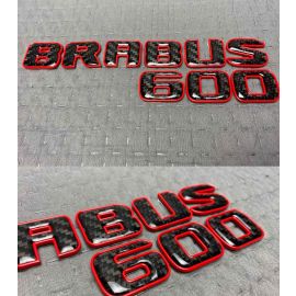 Carbon Brabus 600 rear emblem with red trim for Mercedes S, E and C Class buy in USA