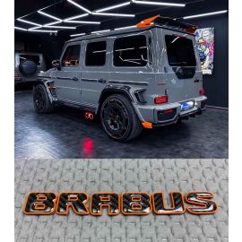 Carbon fiber rear Brabus badge with orange trim for Mercedes Benz G Class buy in USA