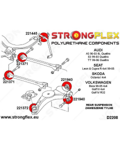 Strongflex Rear suspension bush kit for Audi A3 Quattro/S3/TT Quattro, Skoda Octavia 4x4, Seat Leon 4x4/Cupra R, VW Bora 4x4/Golf IV 4x4/Golf IV R32 (226129B) buy in USA