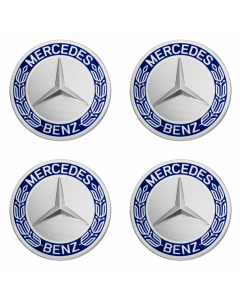 Mercedes-Benz Radnabenabdeckungen-Set, Stern mit Lorbeerkranz blau klassisches Design buy in USA