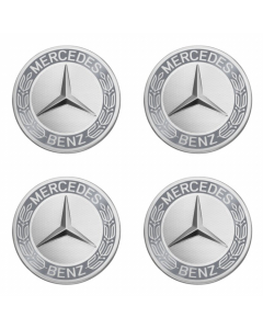 4 Mercedes-Benz Radnabenabdeckungen Stern mit Lorbeerkranz grau buy in USA