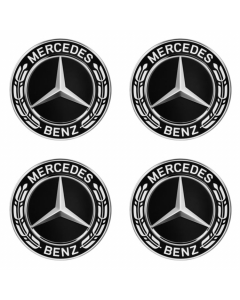 Mercedes-Benz Radnabenabdeckungen-Set Stern mit Lorbeerkranz schwarz buy in USA