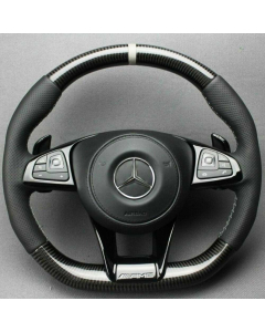 Mercedes-Benz W213 Class AMG Style Steering Wheel – Carbon Leather Gray Stripe buy in USA