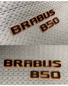 Black metal Brabus B50 rear badge with orange trim for Mercedes S Class trunk buy in USA