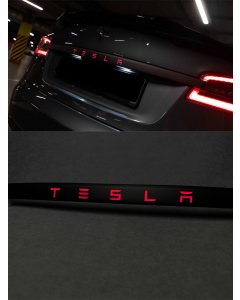 Red lighted carbon trim on trunk for TESLA Model S buy in USA