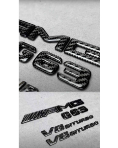 Carbon fiber AMG G63 V8 Biturbo badge set for models Mercedes Benz buy in USA