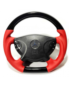 “Piano black” steering wheel with red leather for Mercedes-Benz (Mercedes G, CLK, E, CLS, SL class) W209, W211, W219, W463 buy in USA